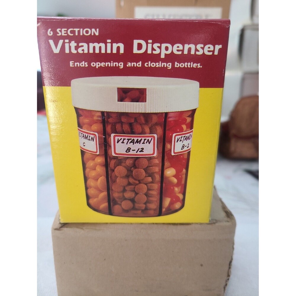 6 Section Pill Vitamin Organizer Dispenser Case Portable Medicine Storage Labels